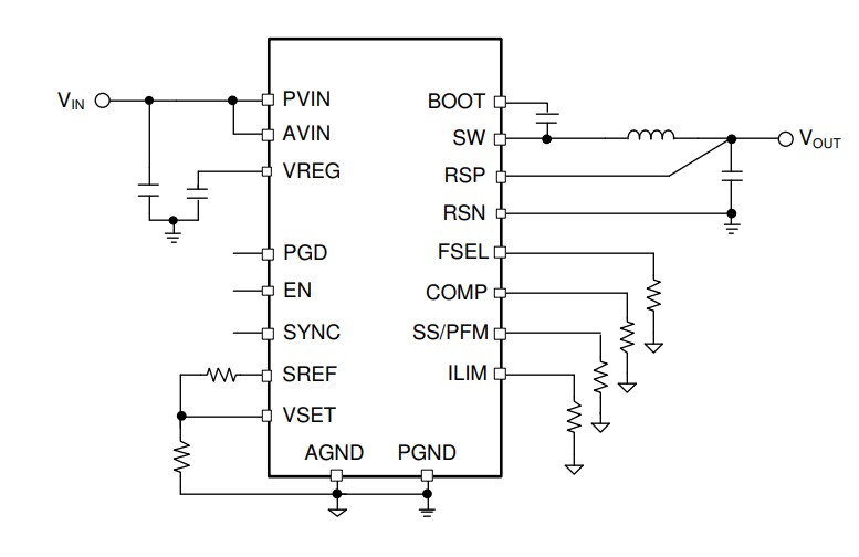 Schematic - Texas Instruments TPS542A52 Synchronous Buck Converter